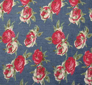 Denim Printed 1D517 Blue Pink Fabric, 58/60" wide - fabric detail view 3