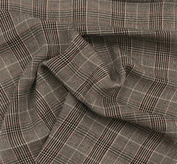Rayon Yarn Dyed Plaid 1D1016 Taupe Black Fabric, 50/51" wide - fabric product image