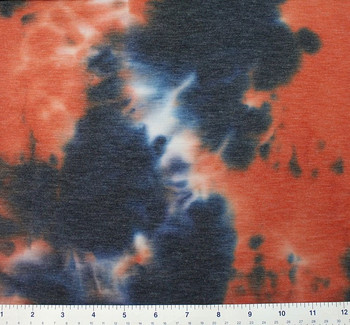 French Terry Tie Dye 1D1426 Black Rust Fabric, 58/60" wide - fabric detail view 2