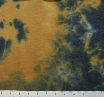 French Terry Tie Dye 1D1426 Black Mustard Fabric, 58/60" wide - fabric detail view 2