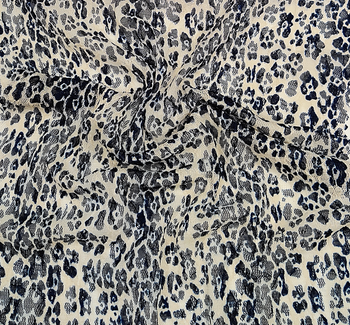 Lace Animal Print 5455-2 SAMPLE Navy/Ivory Fabric, 50/52" wide - fabric product image