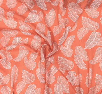 Rayon Crinkle 1D1057 Coral Ivory Fabric, 50/52" wide - fabric product image