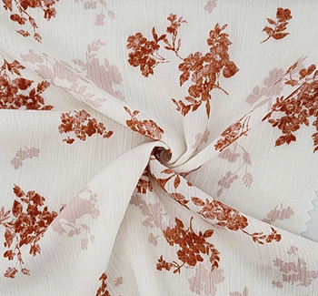 Rayon Crinkle 1D1529 Ivory/Orange