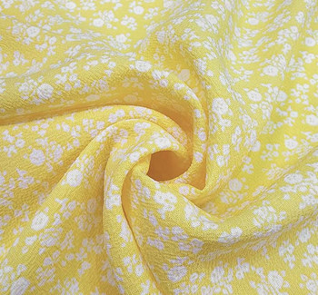 Poly Crepe 1A534 Yellow/Off White Fabric, 57/58" wide - fabric product image