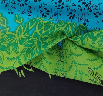 Cotton Voile 0H017 Double Border Navy/Turquoise Cotton Voile 0H017 Double Border Navy/Turquoise