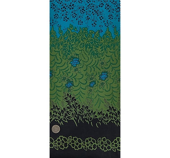 Cotton Voile 0H017 Double Border Navy/Turquoise fabric color and pattern detail, 44/45 inches wide