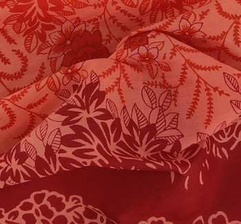 Cotton Voile 0H017 Double Border Fuchsia Orange Cotton Voile 0H017 Double Border Fuchsia Orange