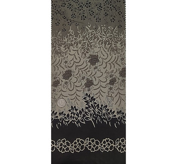 Cotton Voile 0H017 Double Border Taupe/Tan/Black Cotton Voile 0H017 Double Border Taupe/Tan/Black
