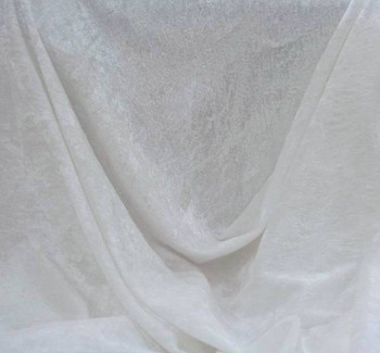 Stretch Velvet Crushed Optic White fabric by the yard, 58/60 inches wide