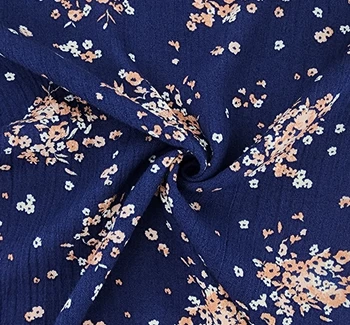 Rayon Crinkle 1D1269 Navy fabric by the yard, 50/52 inches wide