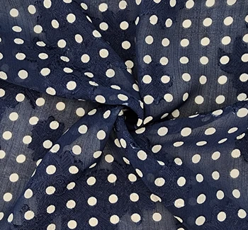 Floral Jacquard Chiffon 1D1234 Navy fabric by the yard, 57/58 inches wide