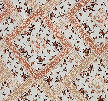 Rayon Crinkle 1D1659 Ivory/Coral fabric color and pattern detail, 50/52 inches wide