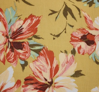 Rayon Crinkle 1D1812 Golden Yellow fabric color and pattern detail, 50/52 inches wide