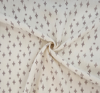 Rayon Crinkle 1D1410 Ivory/Taupe