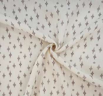 Rayon Crinkle 1D1410 Ivory/Taupe fabric by the yard, 50/52 inches wide