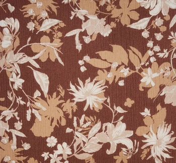 Rayon Crinkle 1D1657 Amber Brown fabric color and pattern detail, 50/52 inches wide