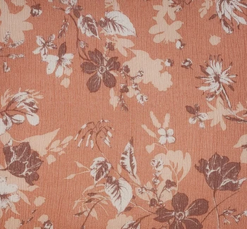 Rayon Crinkle 1D1657 Coral Pink fabric color and pattern detail, 50/52 inches wide