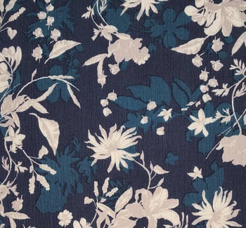 Rayon Crinkle 1D1657 Navy Blue fabric color and pattern detail, 50/52 inches wide