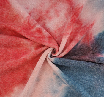 French Terry TD1009 Red/Coral/Indigo fabric by the yard, 58/60 inches wide
