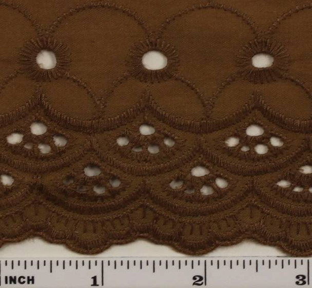 Eyelet Embroidery Brown 5K004 Width 41/42" Apparel Fabric