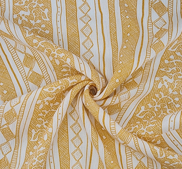 Rayon Crinkle 1D1109 Yellow/Ivory