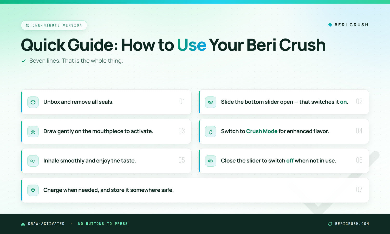 quick guide - how to use your beri crush vape