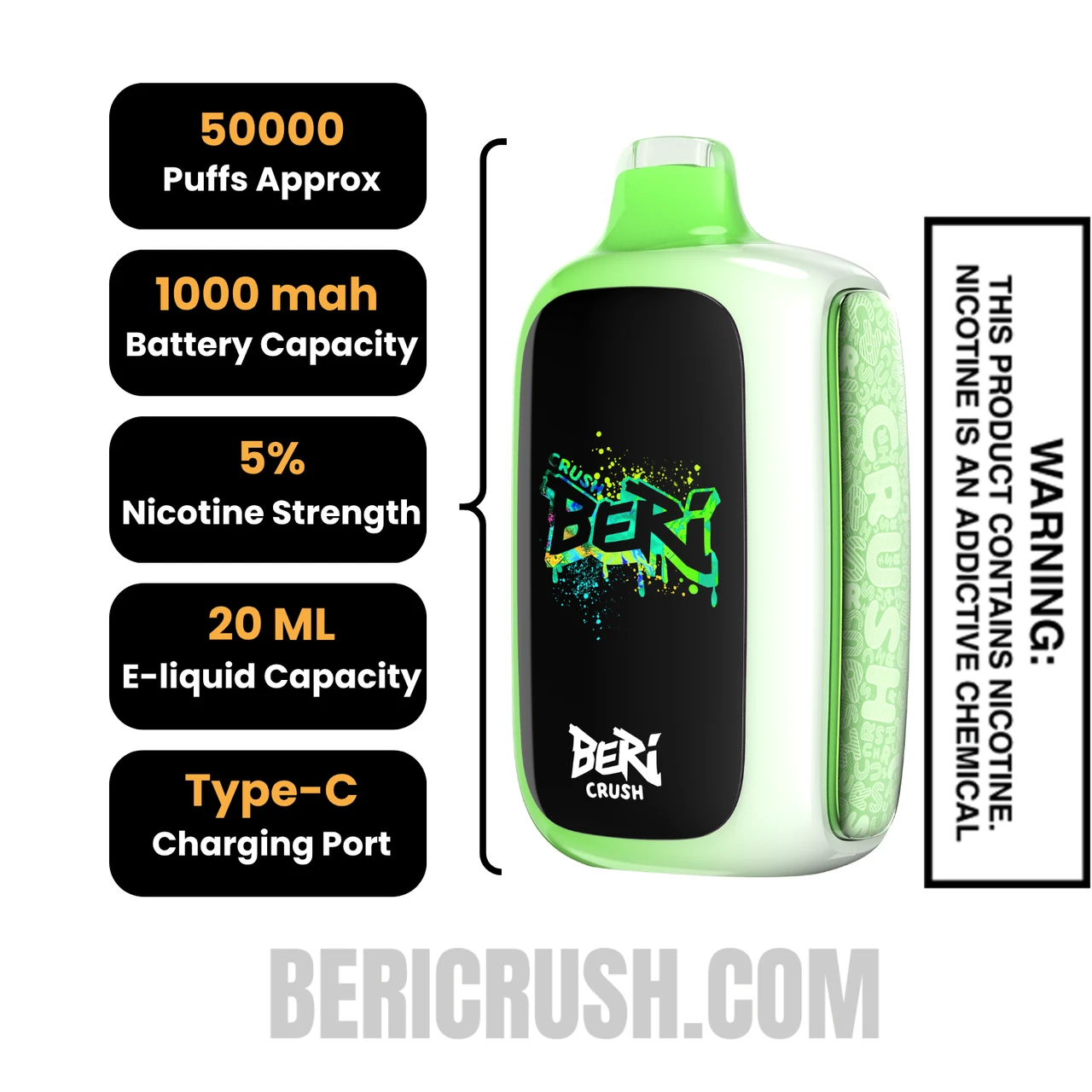 Super Mint Beri Crush 50K Disposable Vape Specifications