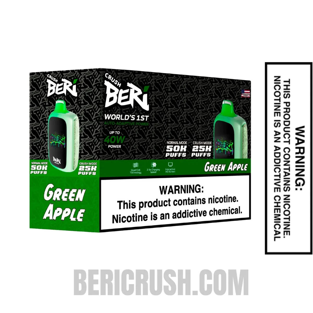Green Apple Beri Crush 50K Disposable Vape with bundle box