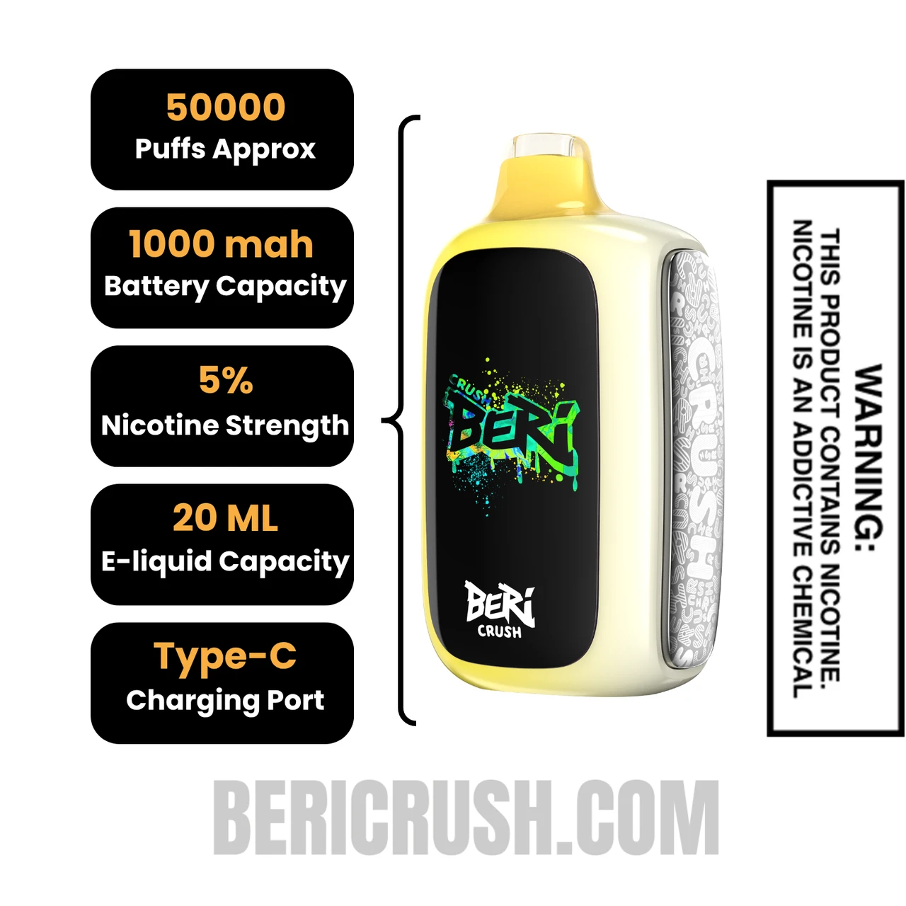 Banana Taffy Beri Crush 50K Disposable Vape Specifications