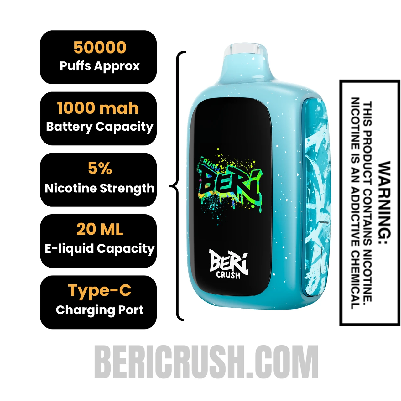 Blue Sour Beri Crush 50K Disposable Vape Specifications