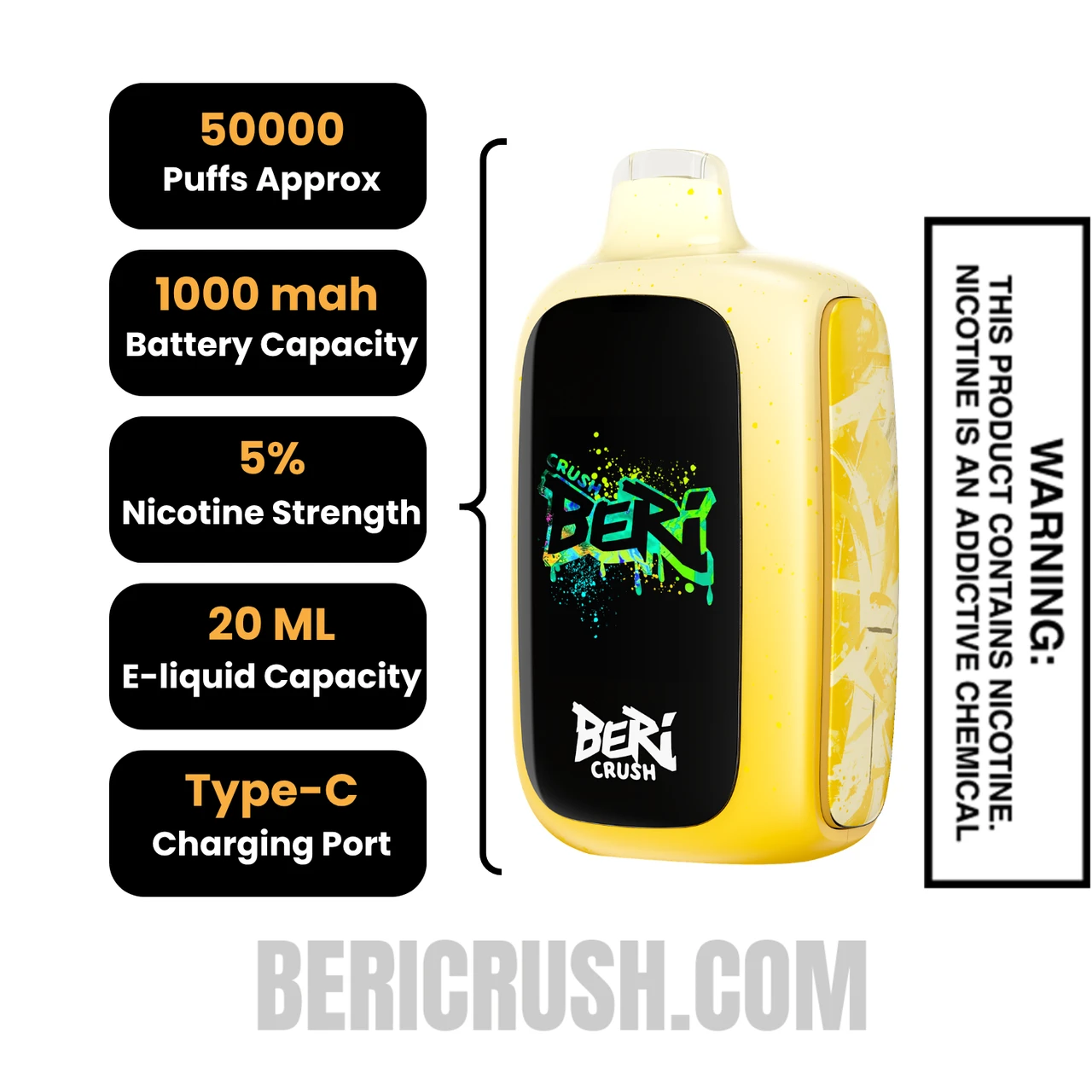 OG Lemonade Beri Crush 50K Disposable Vape Specifications