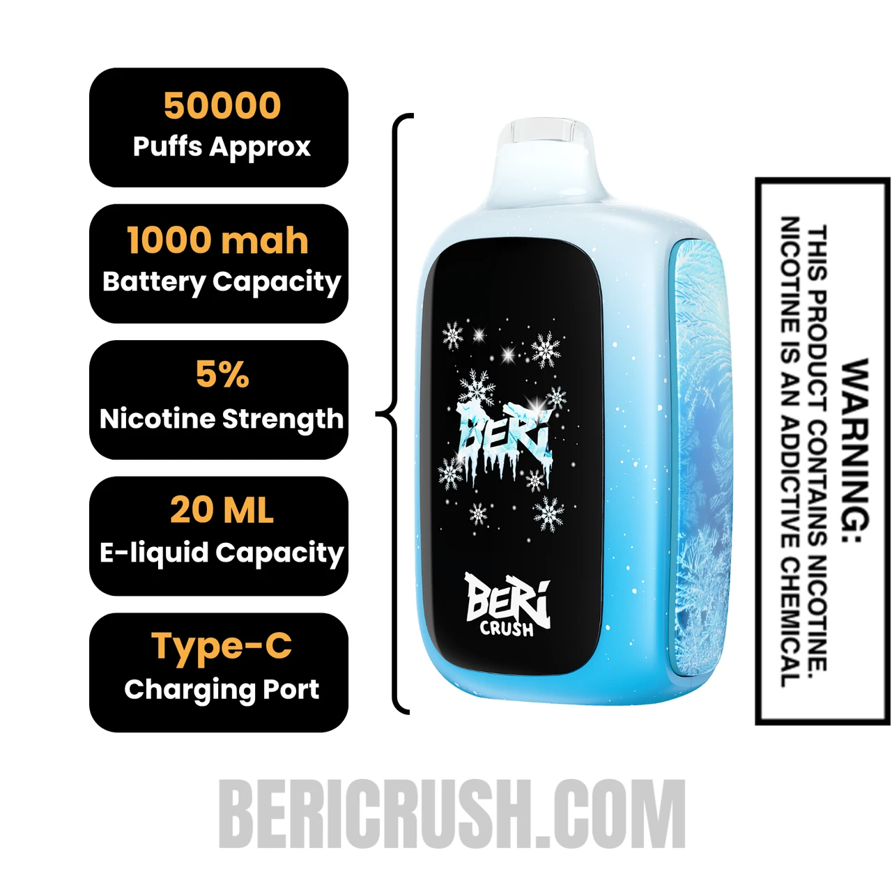 White Gami Beri Crush 50K Disposable Vape Specifications