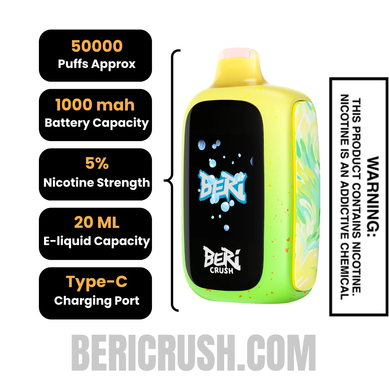 Pineapple Passion Punch Beri Crush 50K Disposable Vape Specifications