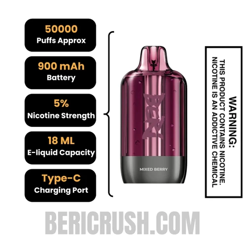 Mixed Berry  Beri Cliq 50K Disposable Vape Pod Specifications