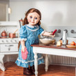 In doll kitchen scene, our Little House on the Prairie Laura doll stands over 18 inch doll food on our farmhouse 18 inch doll table. In doll kitchen scene, our Little House on the Prairie Laura doll stands over 18 inch doll food on our farmhouse 18 inch doll table.