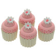Against white background the 4 mini cupcakes 18 inch doll food are in closer view. Against white background the 4 mini cupcakes 18 inch doll food are in closer view.