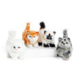 Against white background the four cats collection are a white long hair, orange tabby, Siamese and grey striped 18 inch doll pets. Against white background the four cats collection are a white long hair, orange tabby, Siamese and grey striped 18 inch doll pets.