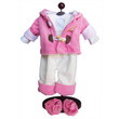 The Queen's Treasures Pink & Cream Bitty Overalls Set, Clothes for 15" Baby Dolls, displayed on our clothing display stand. The Queen's Treasures Pink & Cream Bitty Overalls Set, Clothes for 15" Baby Dolls, displayed on our clothing display stand.