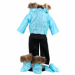 Blue Bitty Snow Suit, Clothes for 15" Dolls, is displayed on The Queen's Treasures clothing display stand. Blue Bitty Snow Suit, Clothes for 15" Dolls, is displayed on The Queen's Treasures clothing display stand.