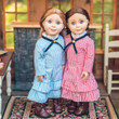 The Queen's Treasures Set of 2 Little House On The Prairie Blue and Red Check Dresses, 18" doll clothing