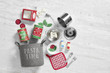 photo of 29 pc pasta cooking plat set showing all included items laying flat from above