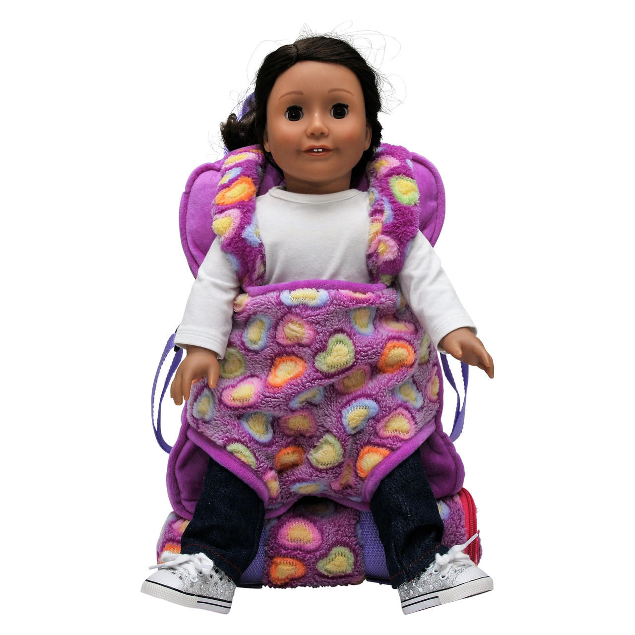 Purple Doll Carrier Backpack with Sleeping Bag-18-Inch Doll