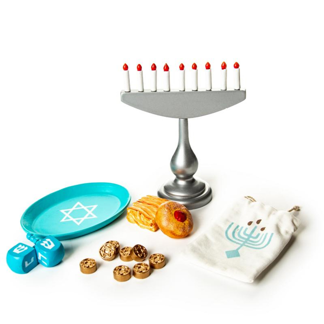 22 Pc Hanukkah Play Accessory and Food Set- 18-Inch Doll