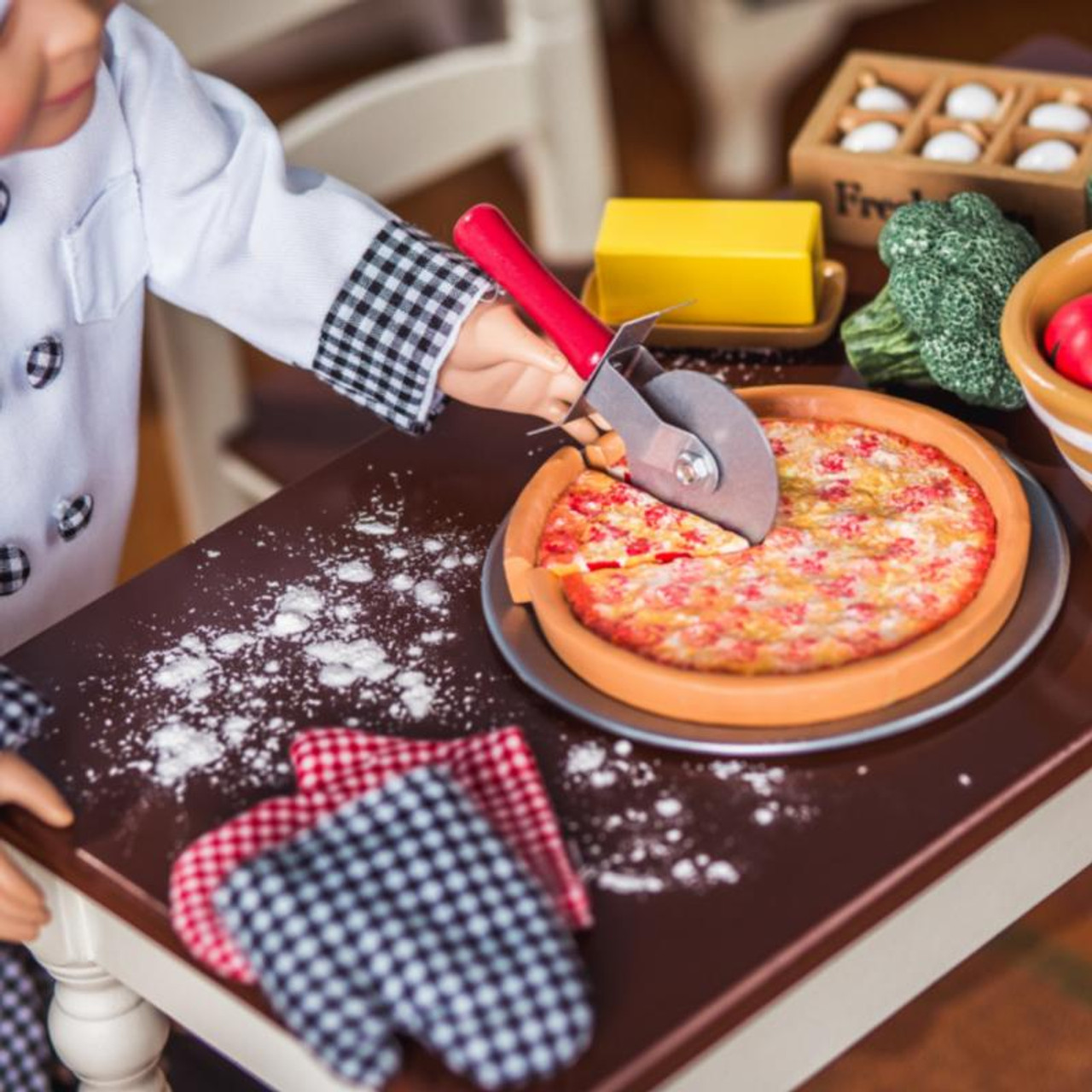 9 Pc Pizza Party Food Accessory Play Set for 18 Inch Dolls