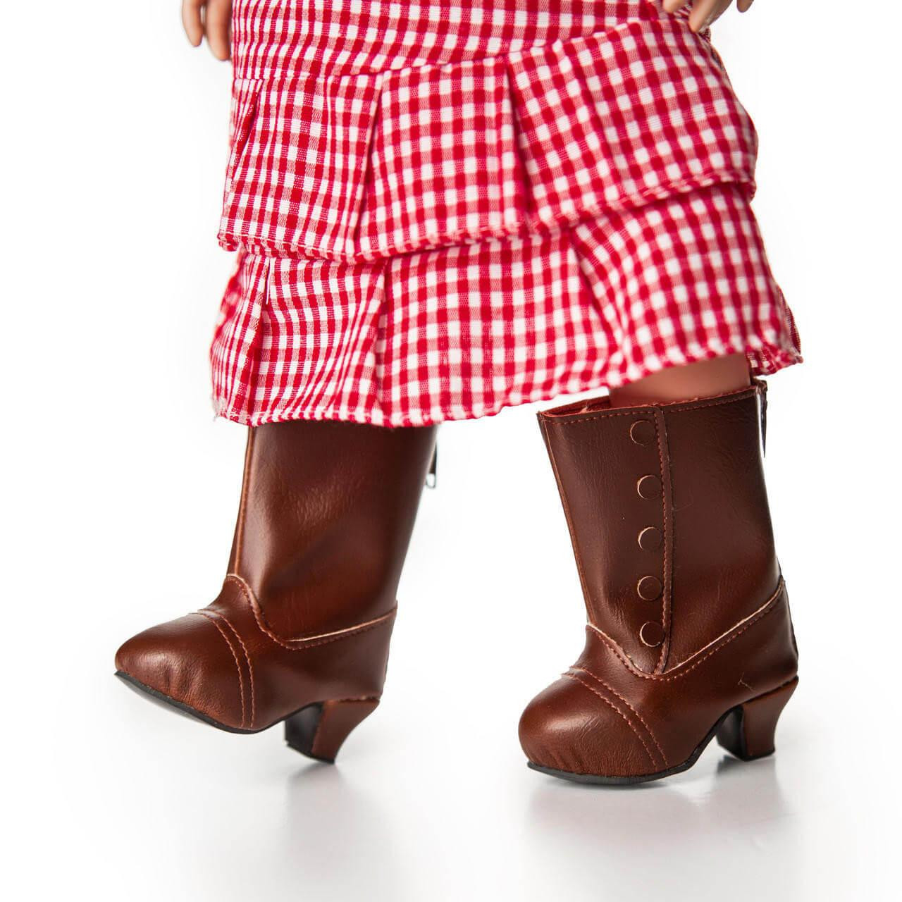 The Queen's Treasures 1890's Style Brown Boots Plus Shoe Box for 18 Inch Dolls