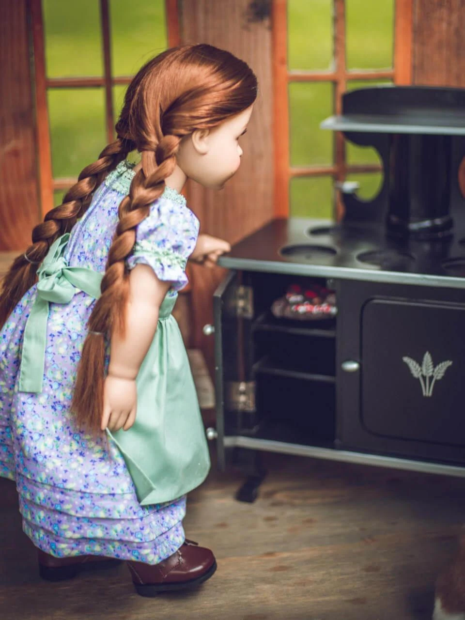 Historical details and handpainted finish compatible with American Girl Doll Kitchen.