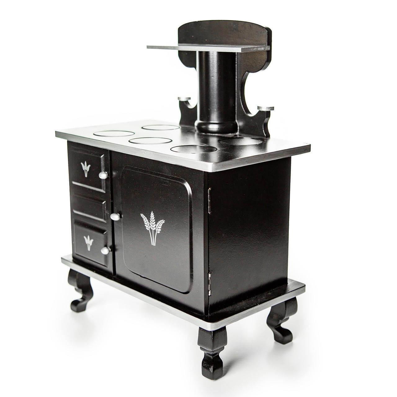 Doll Wooden Cook Stove against white backdrop.