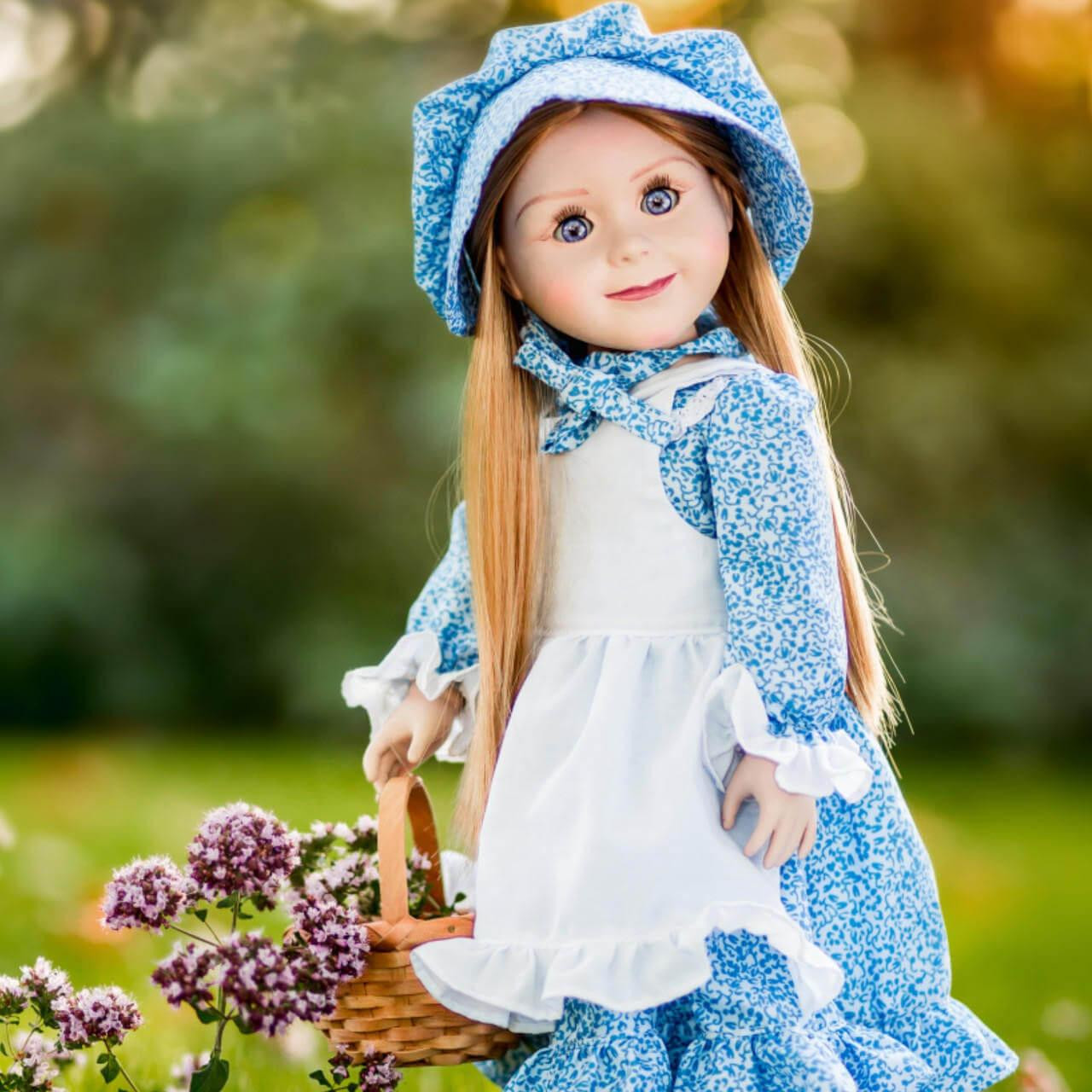 Piece Blue Calico Dress, Clothes for 18 Inch Dolls
