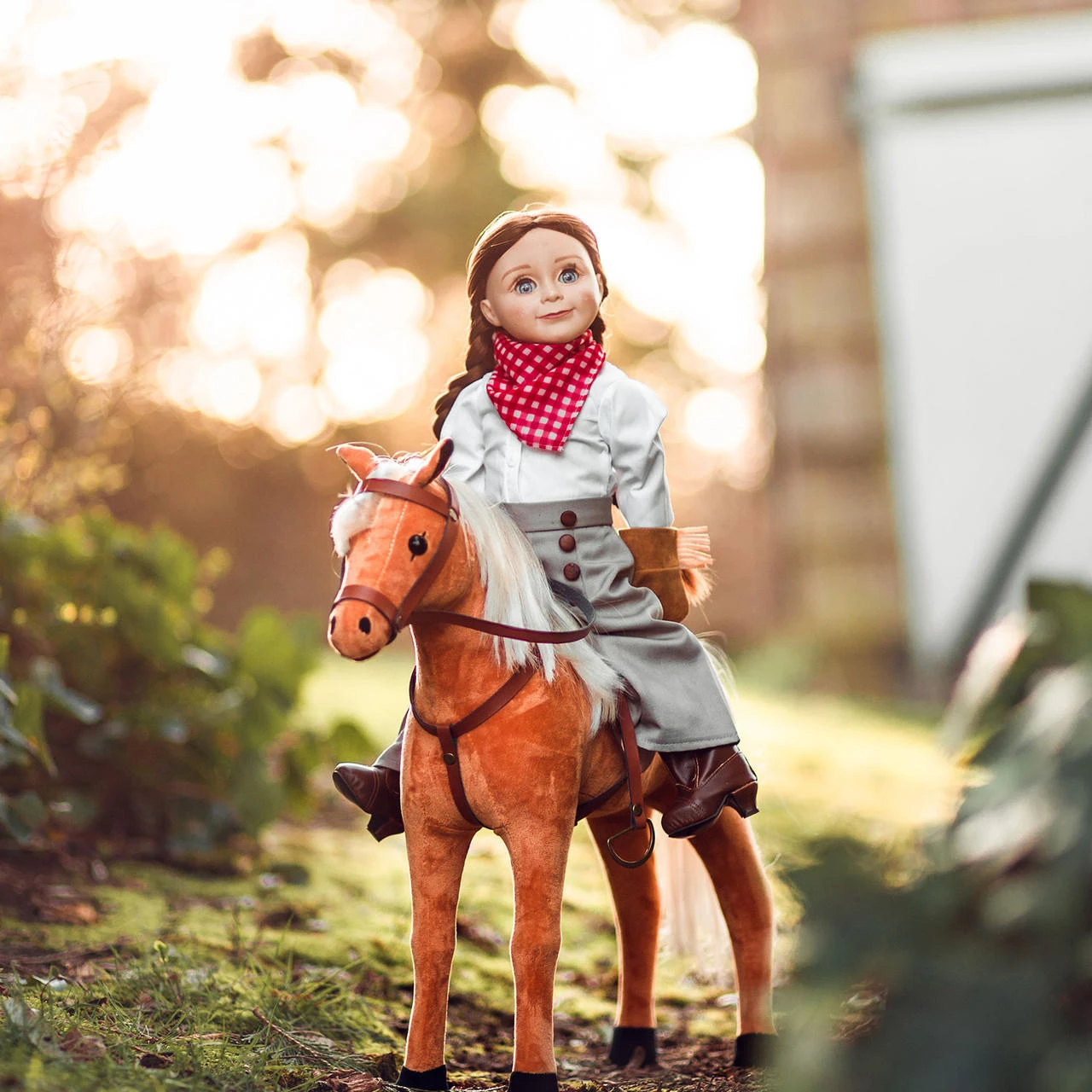 Frontier Outfit, with Hat and Boots for 18" Dolls, is worn by our Little House on the Prairie doll. 18" doll is pictured on The Queen's Treasures 18" doll horse.
