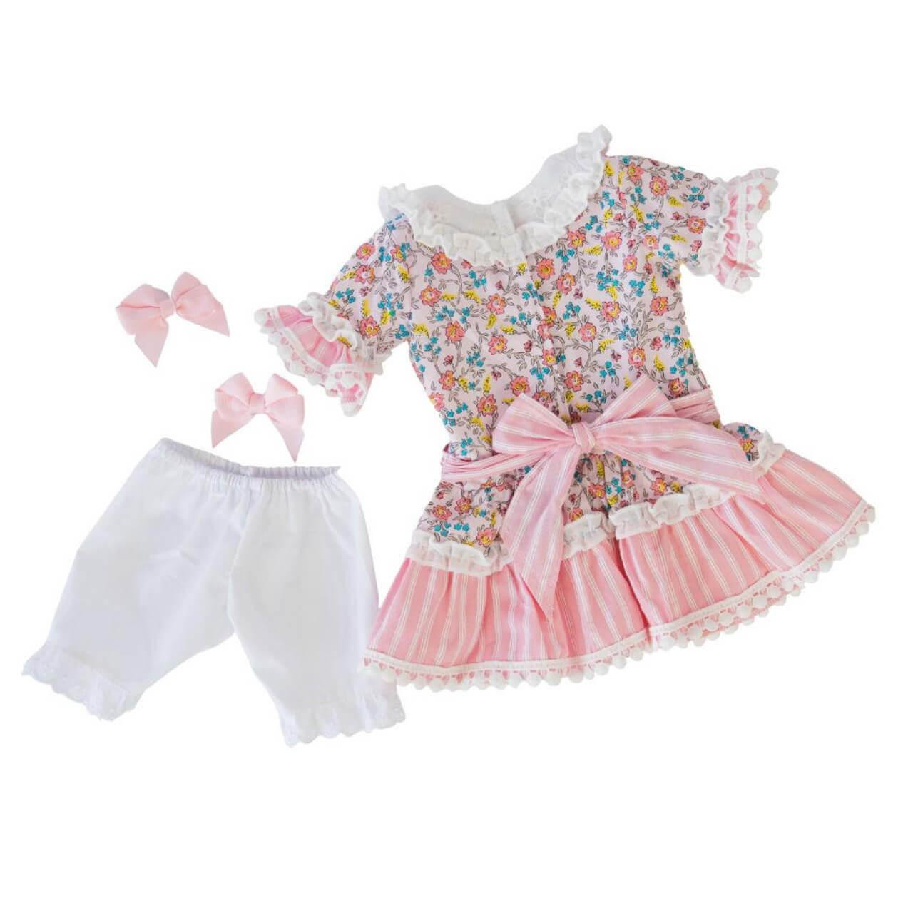 Little House On The Prairie Pink Floral Dress-18Inch Doll